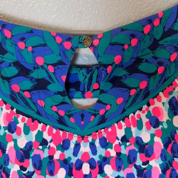 Lilly‎ Pulitzer Women's Size XL Bay Dress Bright Navy Island Medallion Stripe - Picture 11 of 11